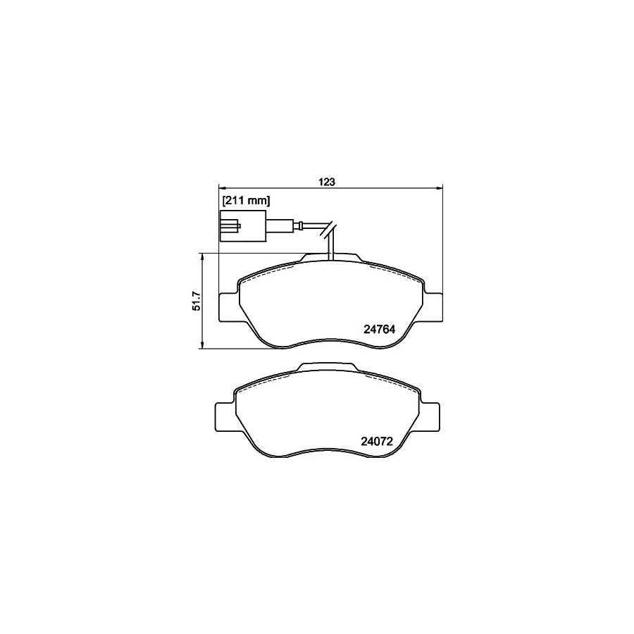 Hella 8DB 355 019 921 Brake Pad Set With Integrated Wear Warning Contact With Accessories