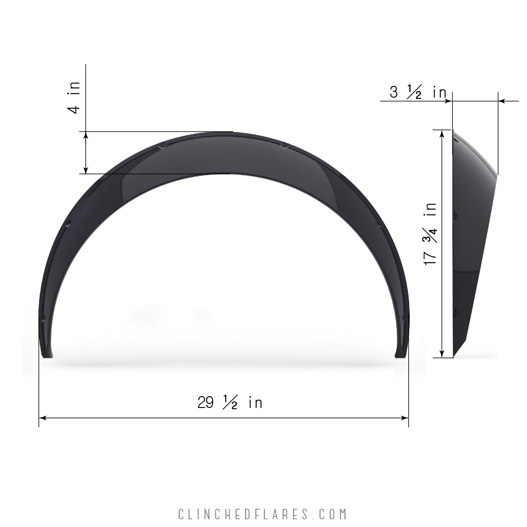 Clinched “Classic” 9cm (3.5″) Fender Flares