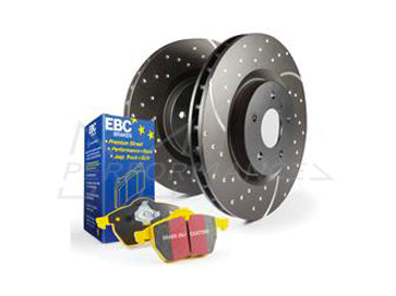 EBC Audi Seat Volkswagen Yellowstuff 4000 Series Front Sport Brake Pads & Slotted And Dimpled Sport Front Discs Kit - ATE Caliper (Inc. 8X A1, 8X S1, 6P lbiza & MK5 Polo) | Duco Car Parts UK