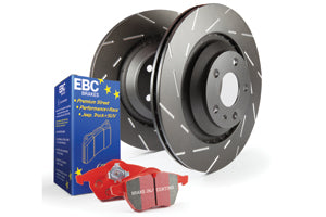 EBC Audi 8J Redstuff 3000 Series Front Sport Brake Pads & USR Slotted Discs Kit - ATE Caliper (TT &TTS) | Duco Car Parts UK