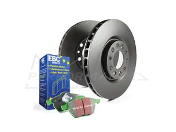 EBC Audi 8X Greenstuff 2000 Series Front Sport Brake Pads & Premium OE Replacement Plain Discs Kit - ATE Caliper (S1 & A1) | Duco Car Parts UK