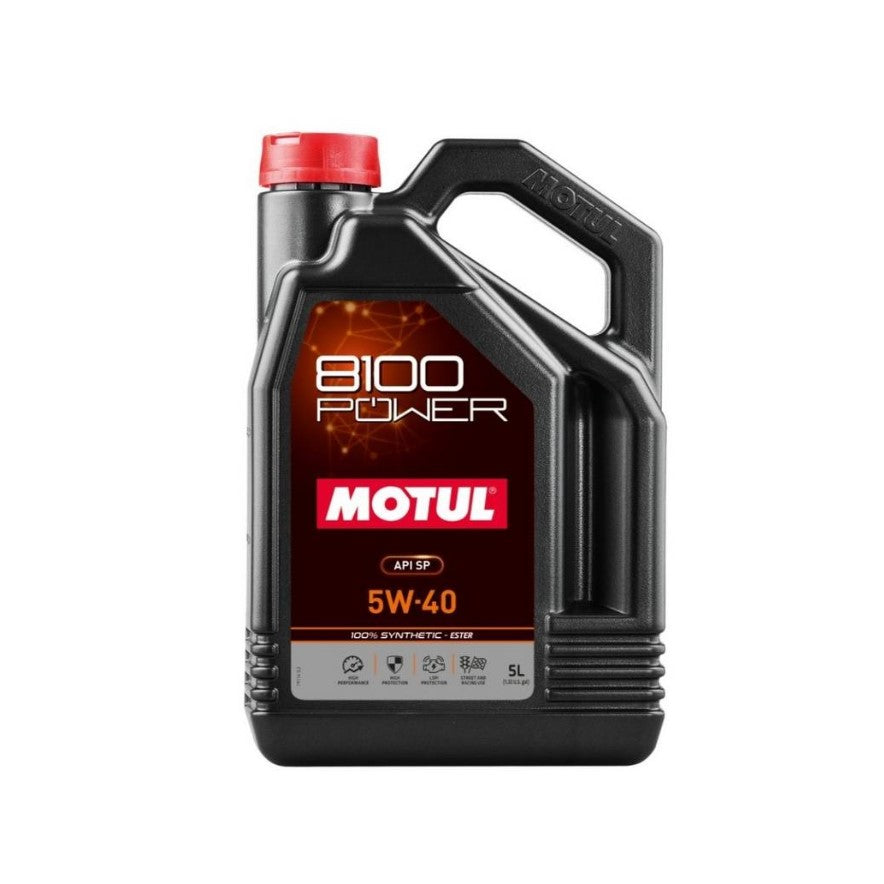 Motul 8100 Power 5w-40 Fully Synthetic Car Engine Oil 5l - Duco Car Parts UK