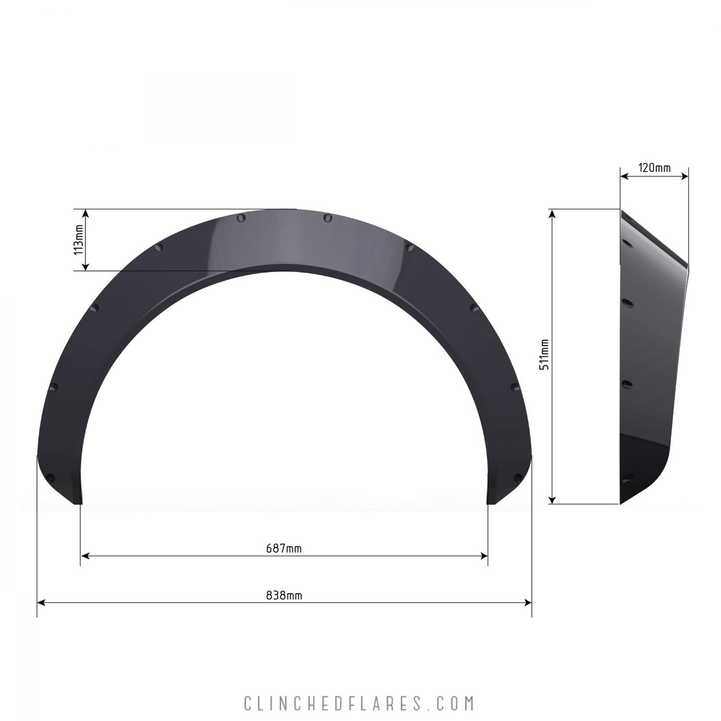 Clinched “Muscle” 12cm (4.7″) Fender Flares