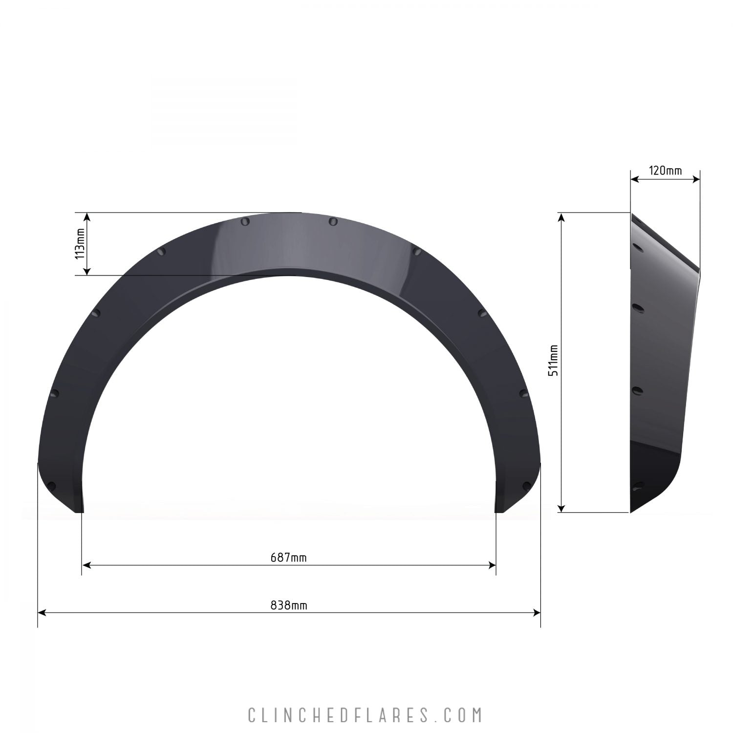 Clinched “Muscle” 12cm (4.7″) Fender Flares