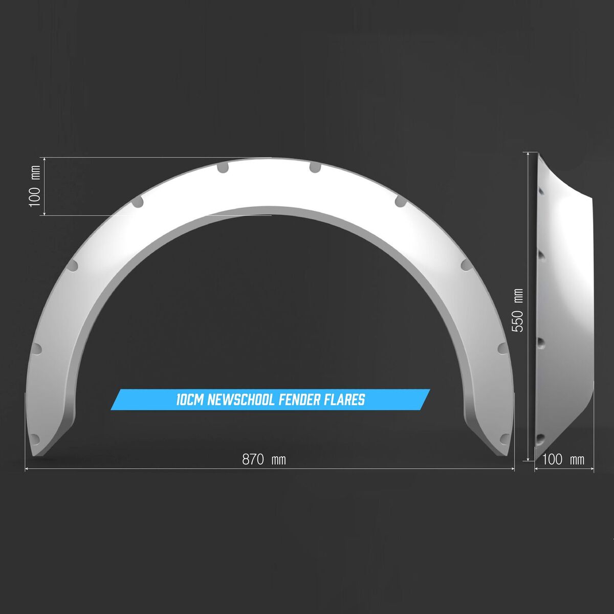 Clinched “New School” 10cm (3.9”) Fender Flares