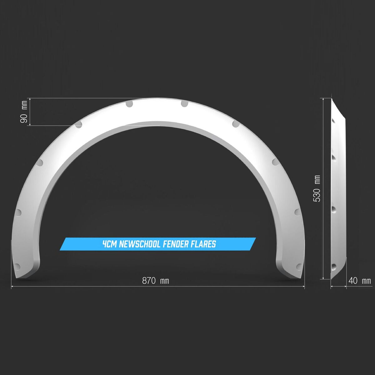 Clinched “New School” 4cm (1.6″) Fender Flares