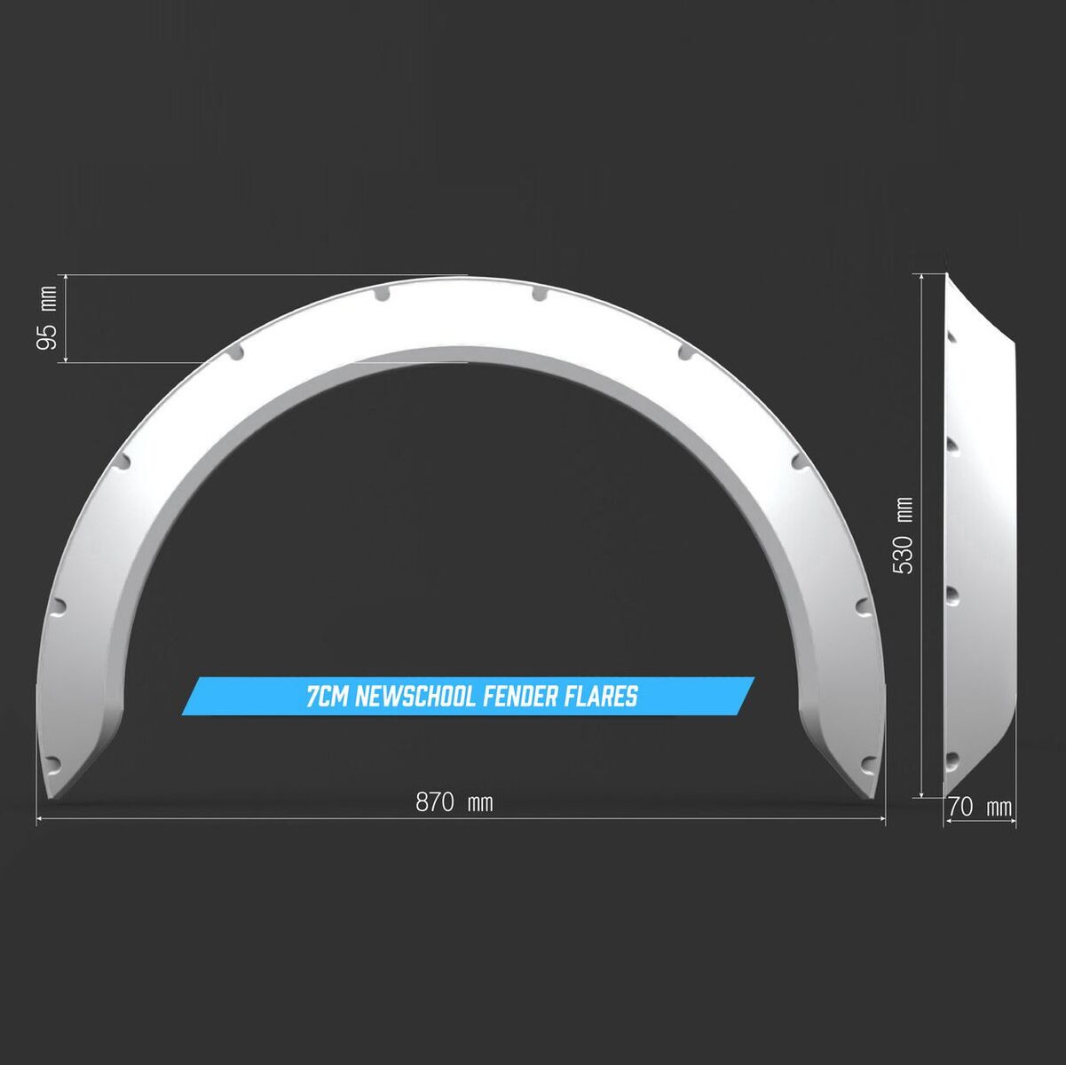 Clinched “New School” 7cm (2.7″) Fender Flares