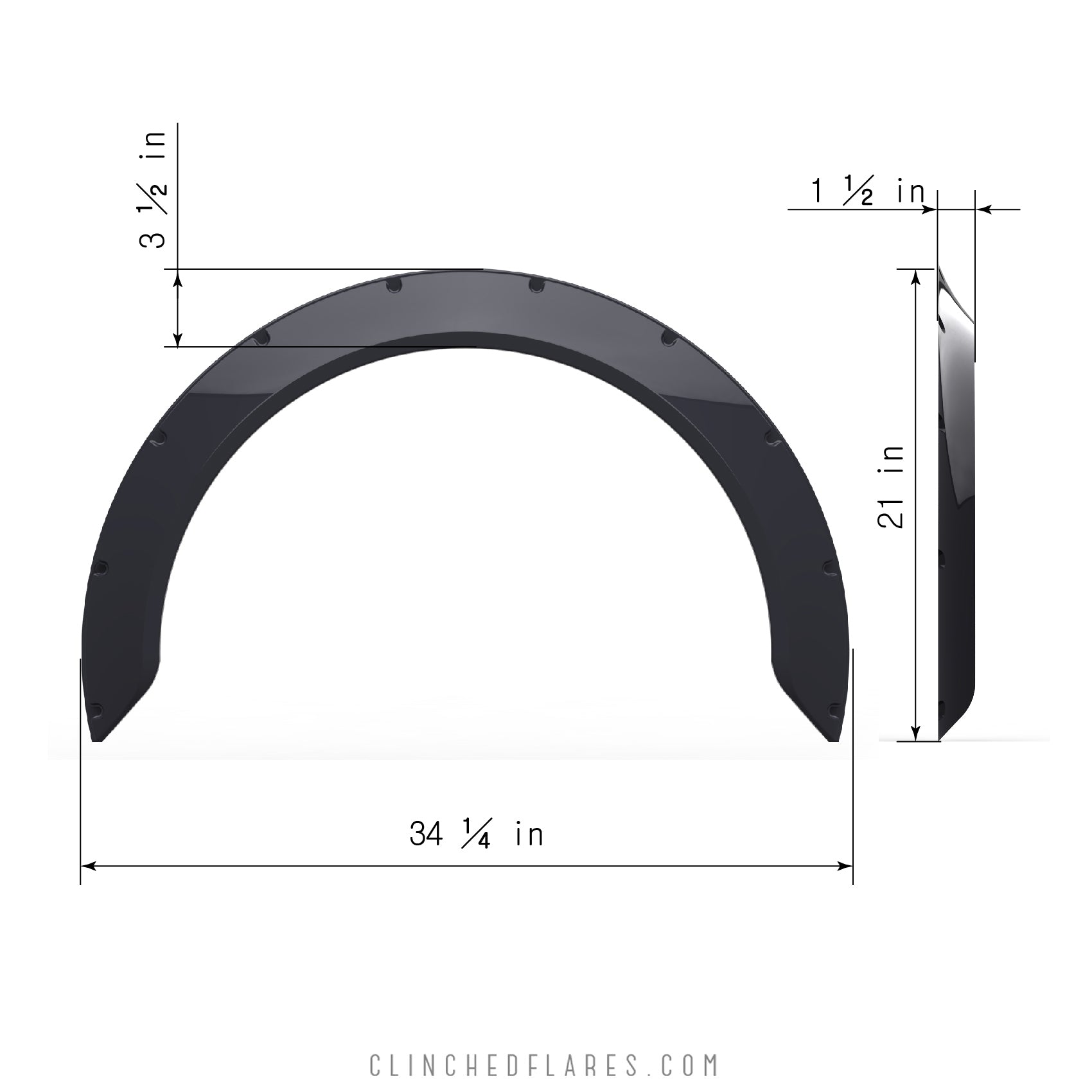 Clinched “New School” 4cm (1.6″) Fender Flares