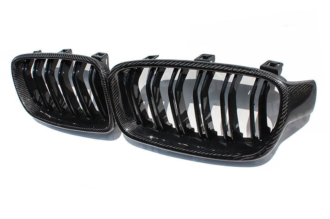 AUTOID BMW F30 F31 Carbon Fibre Double Slat Kidney Grilles (Inc. 318i, 325d, 330i & 340i) - Duco Car Parts UK