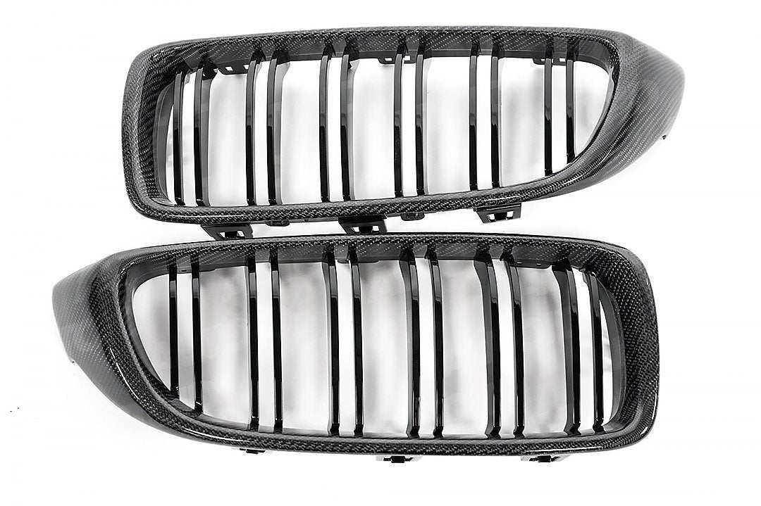 AUTOID BMW F32 F80 F82 F83 Carbon Fibre Double Slat Kidney Grilles (Inc. 430i, 440i, M3 & M4) - Duco Car Parts UK