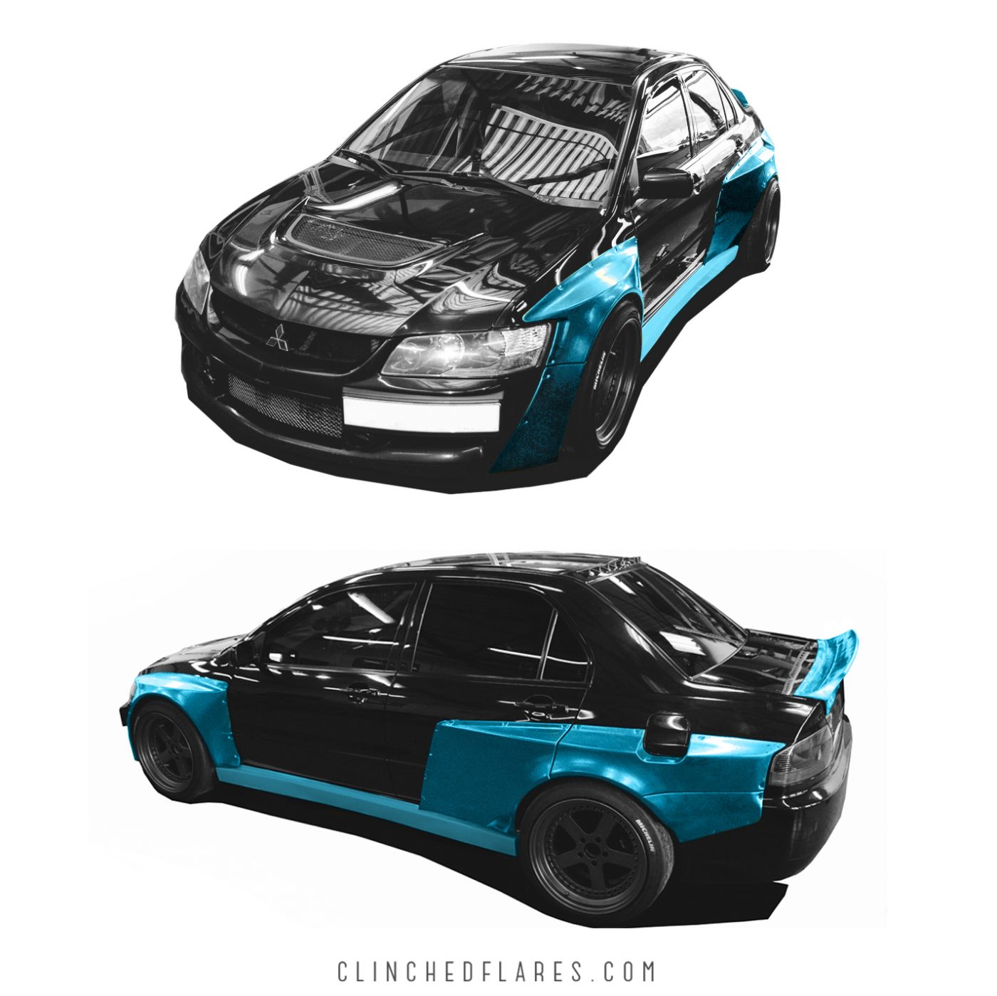 Clinched Mitsubishi Evolution Widebody kit | Duco Car Parts UK Car Parts